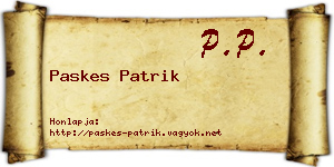 Paskes Patrik névjegykártya